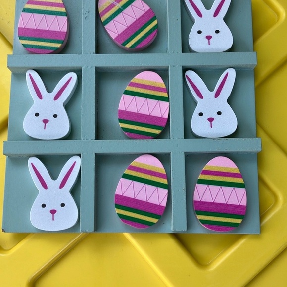 Wooden Tic-Tac-Toe Game with Bunny and Egg Pieces - Picture 1 of 10